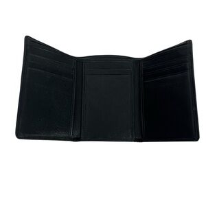 Black Wallet Tri-Fold Leather 11 Card slots 2 Bill Sections Unbranded